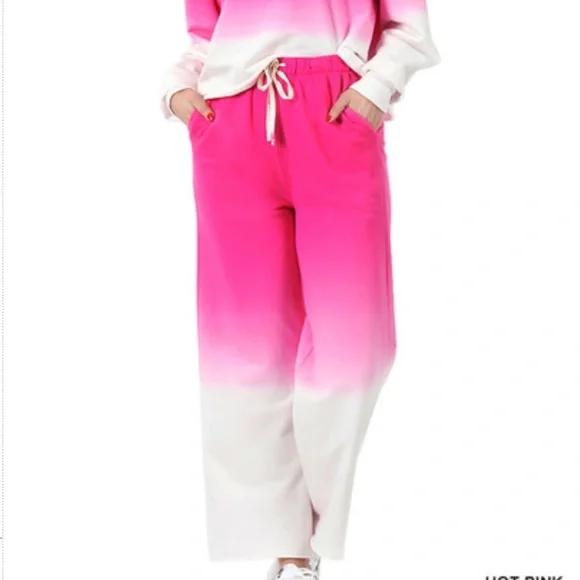 ❌DONATED❌Hot Pink Ombre’ Dipped Dyed Lounge Pants - Picture 2 of 10